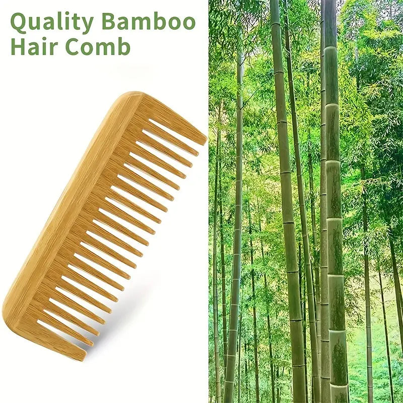 Pente de Bambu de Dentes Largos para Cabelo