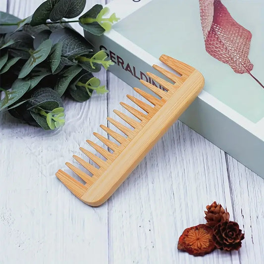 Pente de Bambu de Dentes Largos para Cabelo