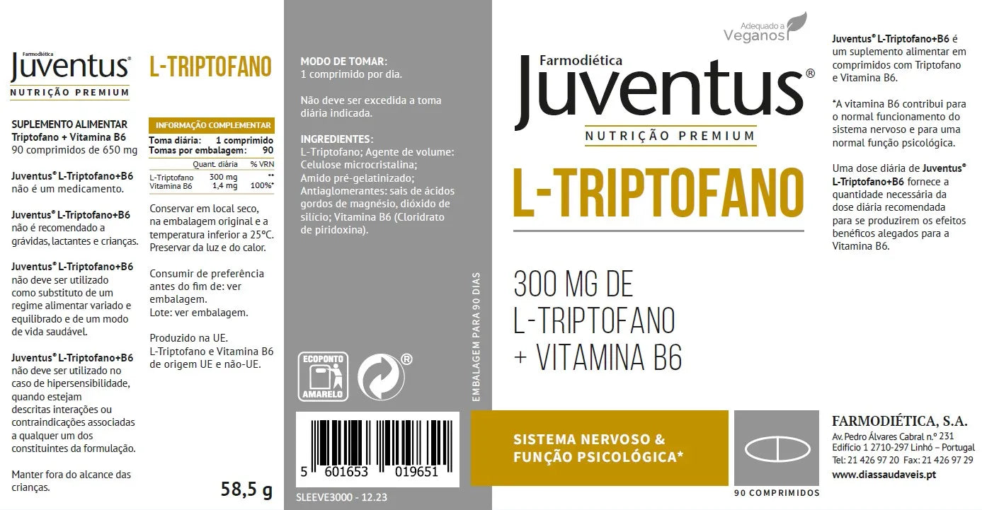 Juventus® L-Triptofano + B6 – 90 Comprimidos
