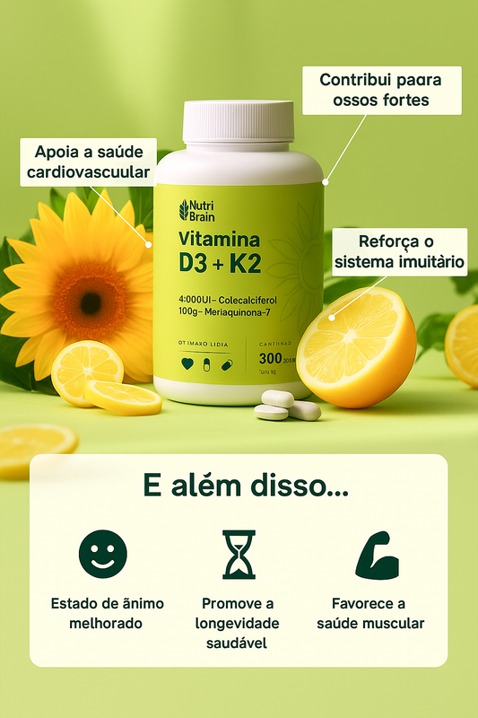 Vitamina D3 + K2 4000UI – 300 comprimidos (10 meses)