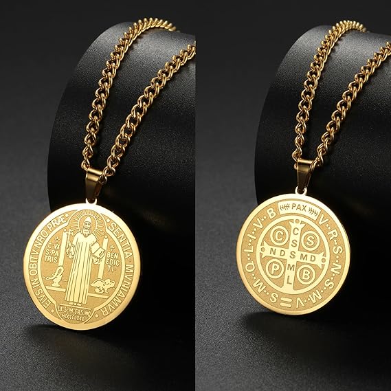 Colar de São Bento - Aço Inoxidável (Prata/Ouro)