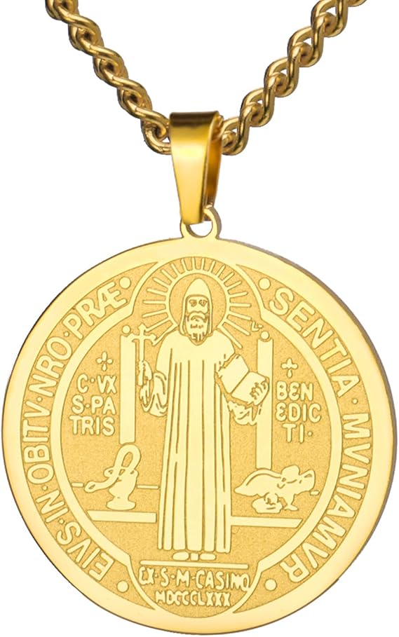 Colar de São Bento - Aço Inoxidável (Prata/Ouro)