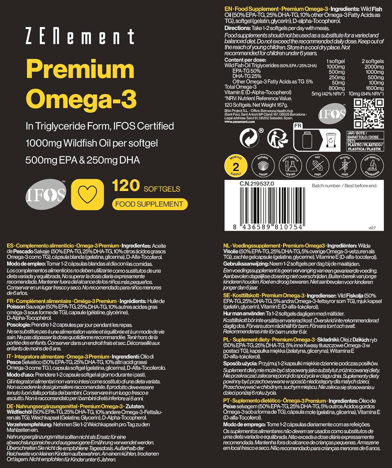 Omega 3 Premium – Triglicéridos (TG) para Absorção Ótima – 120 cápsulas moles