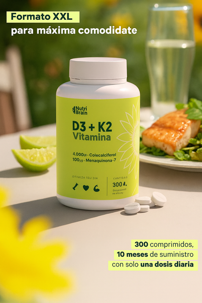 Vitamina D3 + K2 4000UI – 300 comprimidos (10 meses)