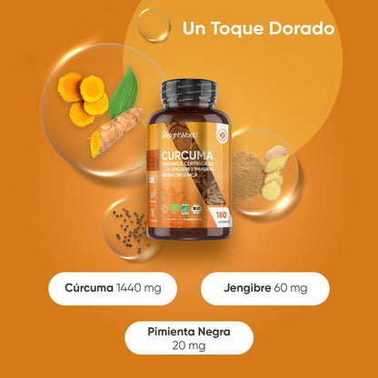 Cúrcuma Orgânica com Gengibre e Pimenta Preta 1520 mg - 180 cápsulas