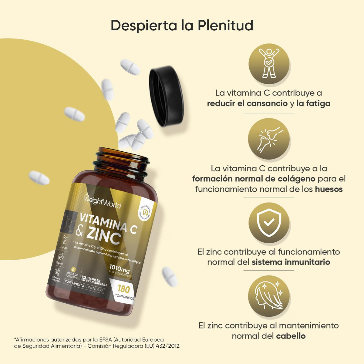 Vitamina C 1000 mg + Zinco 20 mg - 180 cápsulas